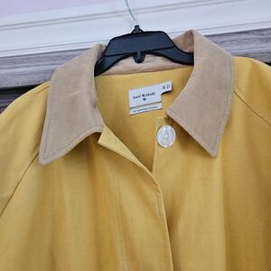 Isaac Mizrahi Yellow Trench Coat with Tan Corduroy Collar